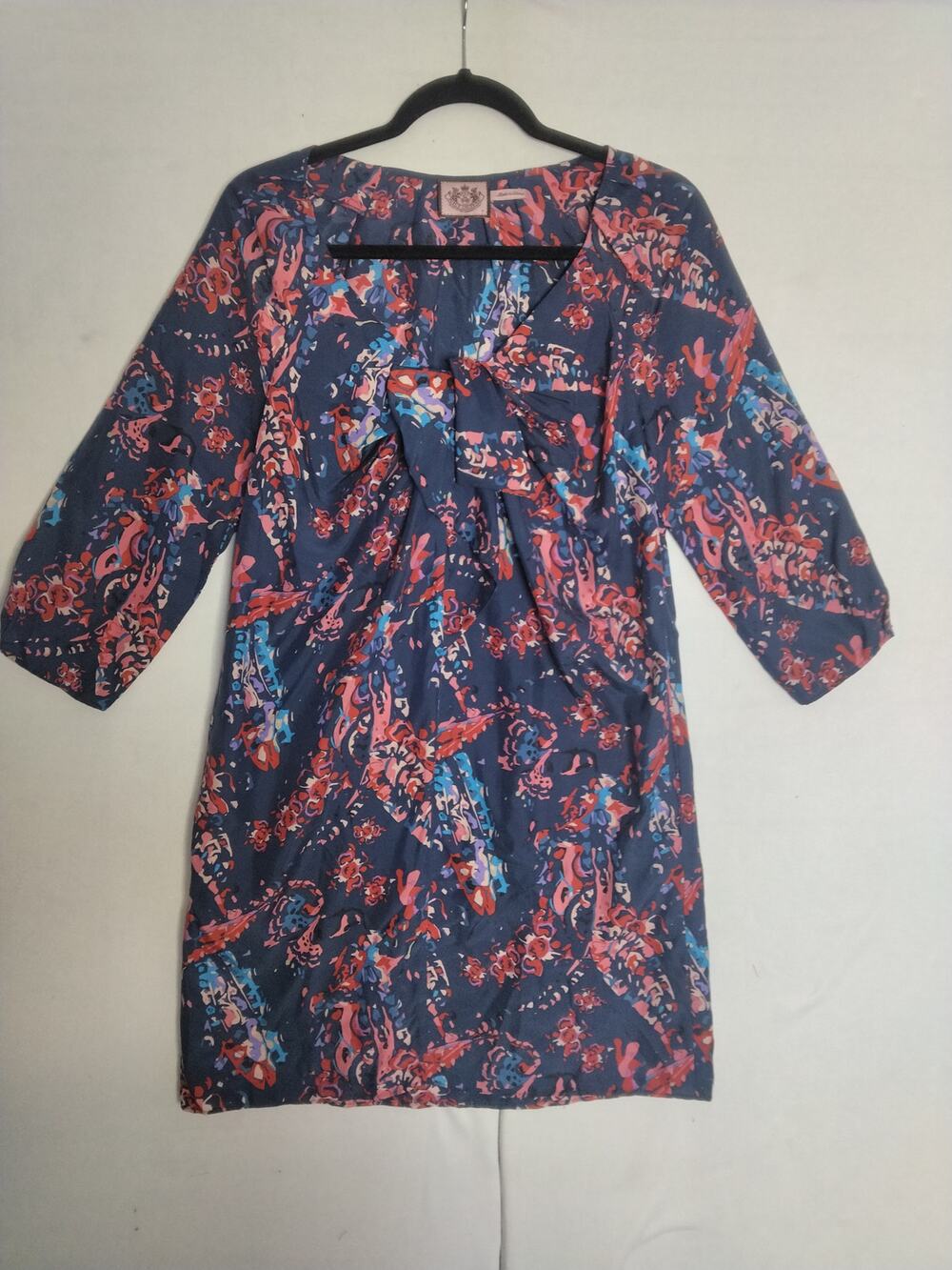 Y2K Juicy Couture Silk Dress Sz S Front Tie Twist Tunic Preppy Chic JG003565